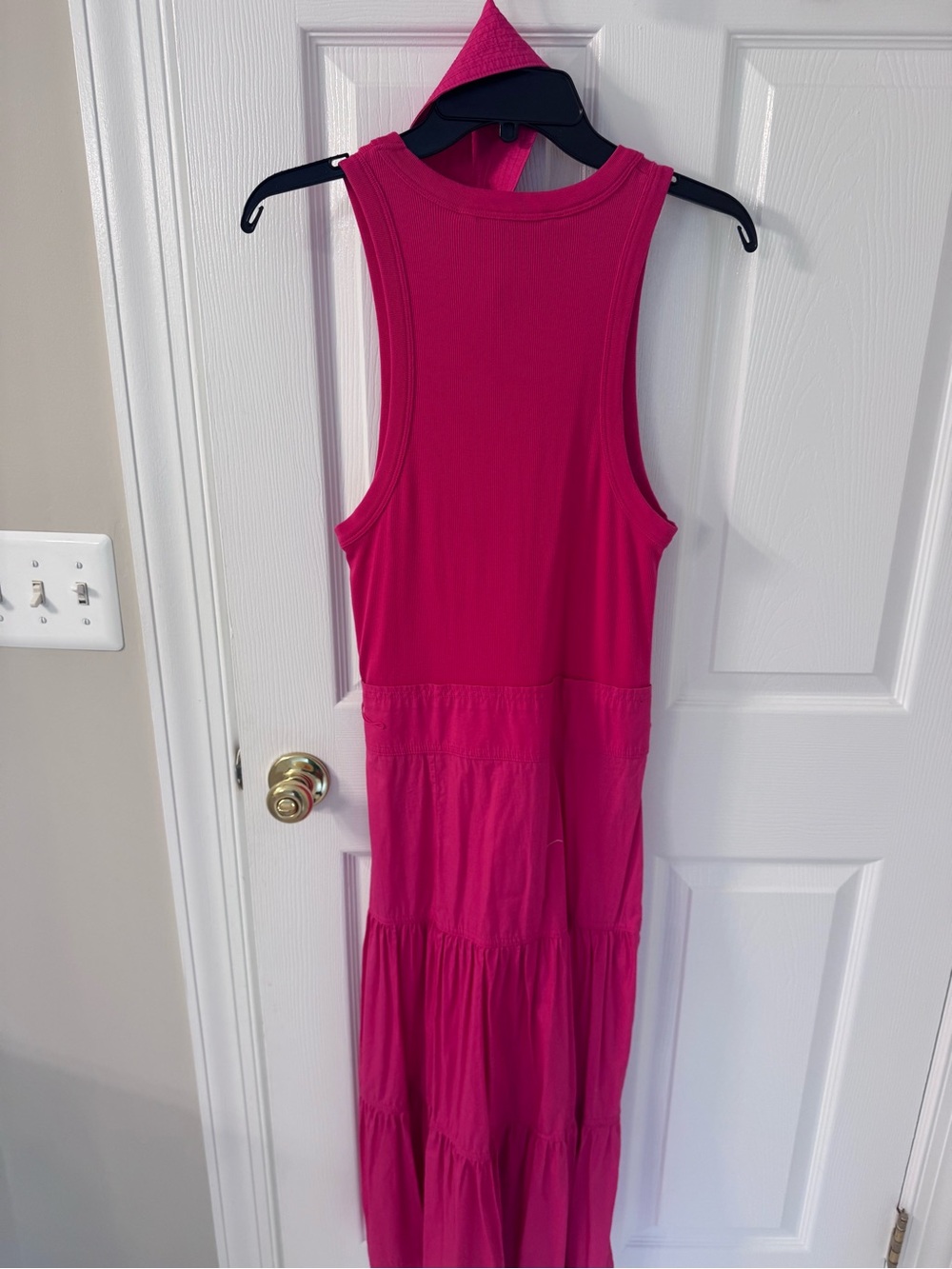 Veronica Beard Pink Sleeveless Tiered Mix Media Maxi Dress